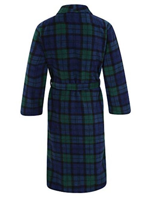 John Christian Men's Fleece Robe, Scottish Black Watch Tartan