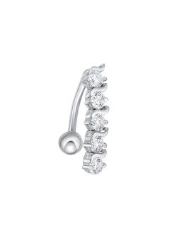 Lila Moon 10k Gold Top Mount Cubic Zirconia Belly Ring