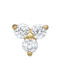 14k Gold Cubic Zirconia 3-Stone Belly Stud