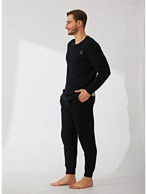 DAVID ARCHY Men's Plush Fleece Sleepwear Warm Cozy Long Sleeve Top & Bottom Pajama Set Nightwear