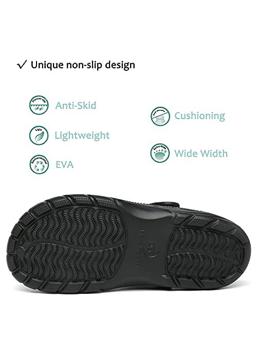 ChayChax Men's and Women's Arch Support Clogs Garden Shoes Slip-on Outdoor Beach Slippers with Removable Cushion Footbed