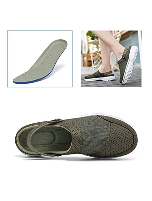 INMINPIN Women's Men's Garden Clogs Slip-on Summer Beach Sandals Breathable Mesh Outdoor Walking Mules Slipper