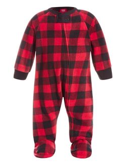 Family Pajamas Matching Baby Red Check Printed Footed Family Pajamas