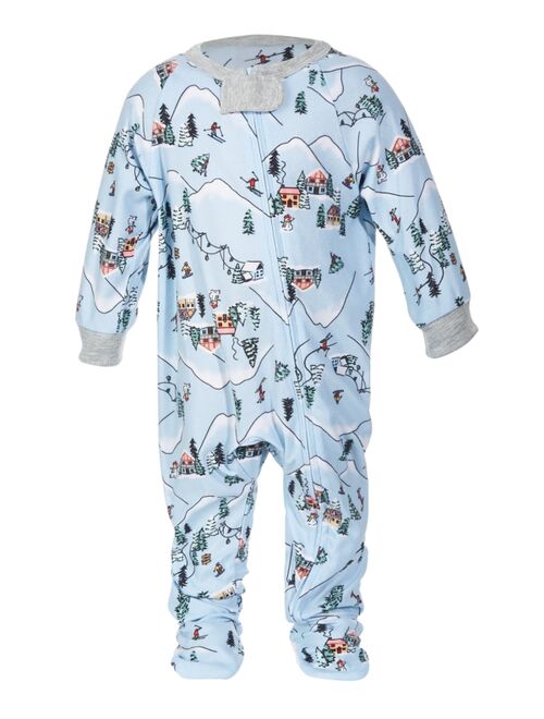 Family Pajamas Matching Baby Ski Mountain Printed Footed Family Pajama
