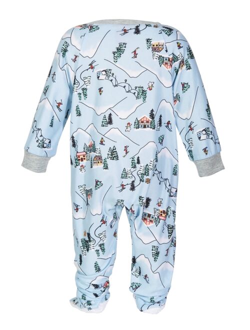 Family Pajamas Matching Baby Ski Mountain Printed Footed Family Pajama