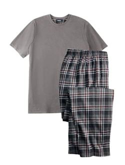KingSize Men's Big & Tall Jersey Knit Plaid Pajama Set Pajamas