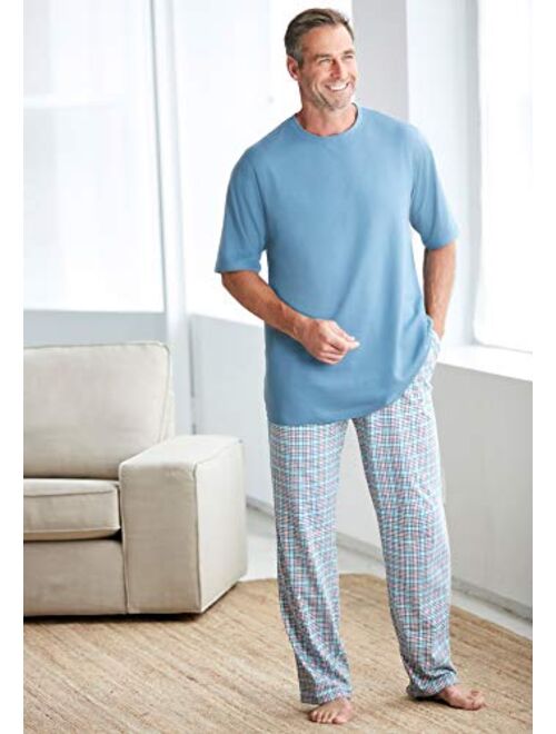 KingSize Men's Big & Tall Jersey Knit Plaid Pajama Set Pajamas