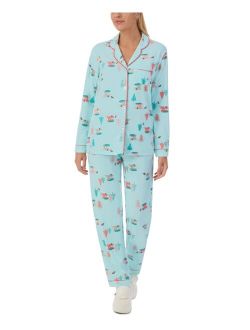 Printed Notch-Collar Pajama Set