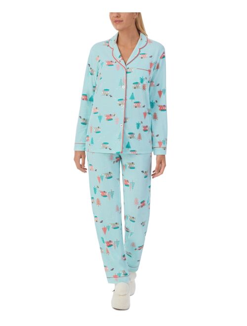 Cuddl Duds Printed Notch-Collar Pajama Set