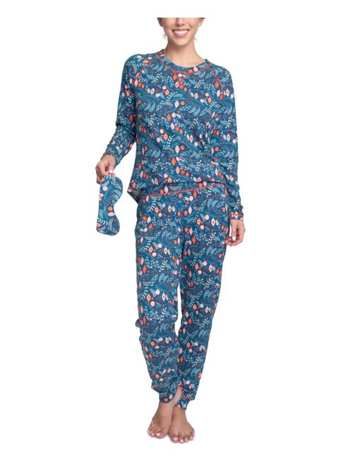Muk Luks Printed Hacci Pajamas & Sleep Mask Set