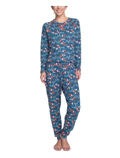 Muk Luks Printed Hacci Pajamas & Sleep Mask Set