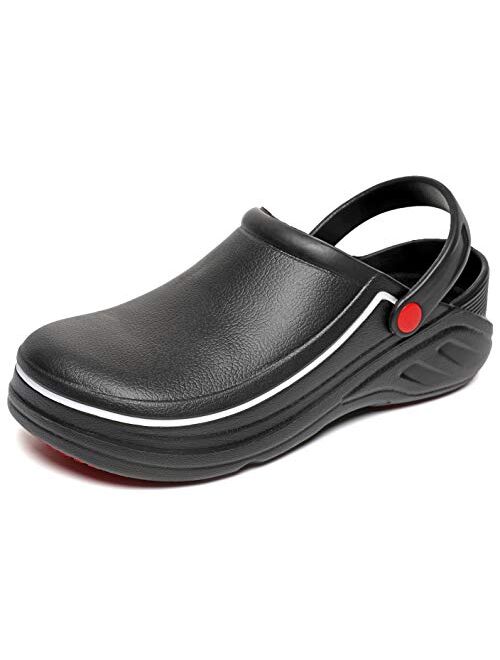 Baiderly Men and Women's Garden Nursing Doctors Water Resistant Safty Work Shoes Non Slip Kitchen Chef Clogs