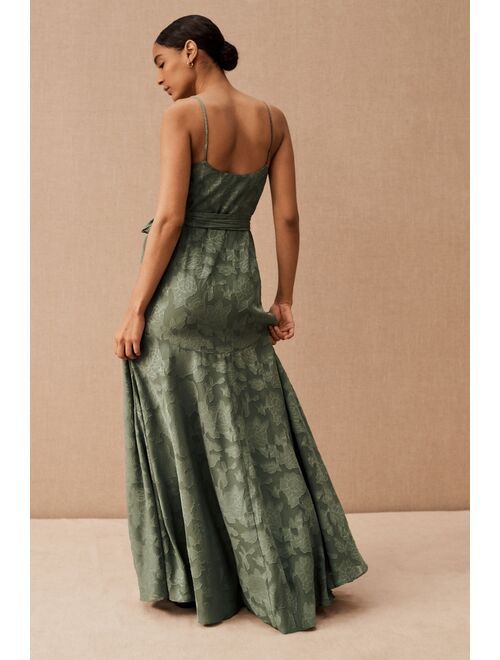 BHLDN Reid Breezy Wrap Silhouette Maxi Dress With Abstract Pattern And Tie Closure