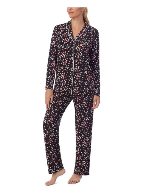 Cuddl Duds Knit Notch Collar Novelty Printed Pajama Set