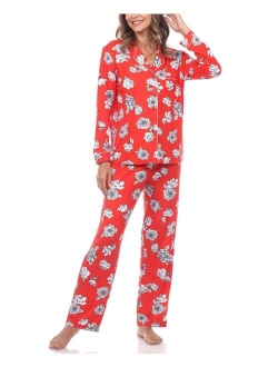 Women's Long Sleeve Floral Pajama Set, 2-Piece