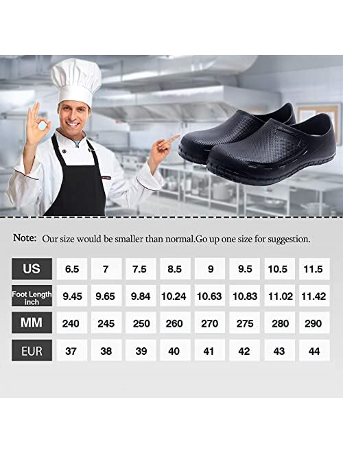 JSWEI Chef Shoes for Men - Professional Oil Water Resistant Nursing Chef Shoe，Non-Slip Safety Working Shoes for Kitchen Garden Bathroom Construction