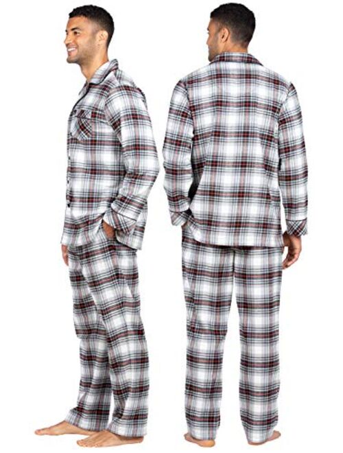 PajamaGram Mens Flannel Pajamas Sets - Cotton Pajamas for Men, Button Top