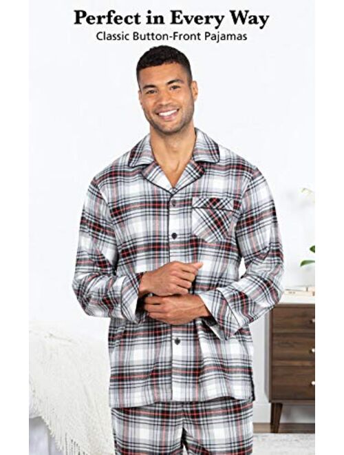 PajamaGram Mens Flannel Pajamas Sets - Cotton Pajamas for Men, Button Top