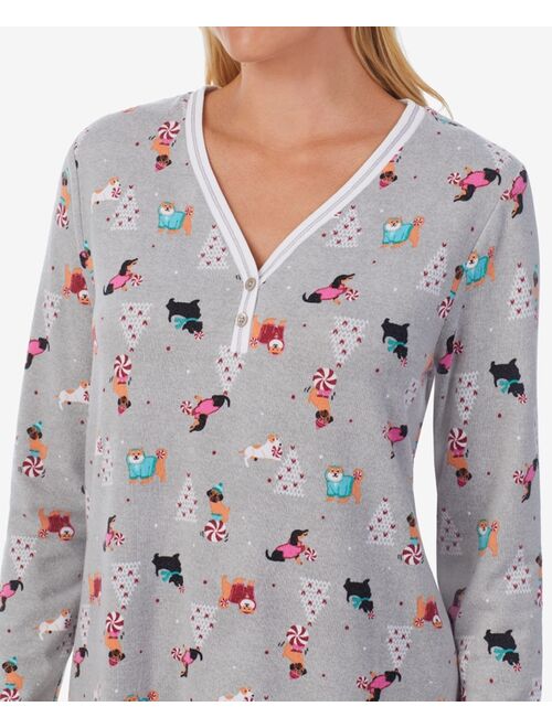 Cuddl Duds Holiday Dogs Henley Pajama Set