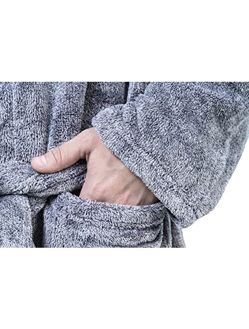 XING YE CHUAN Men's Fleece Robe, Warm Plush Bathrobe
