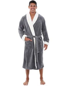 Men's Warm Fleece Robe, Plush Bathrobe