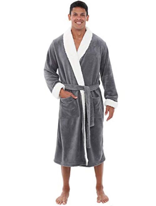 Alexander Del Rossa Men's Warm Fleece Robe, Plush Bathrobe