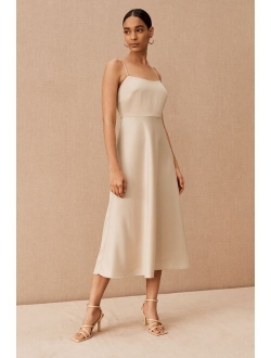 Leti Midi Dress With Slim Silhouette And Spaghetti Straps Perfect For Cocktail Party