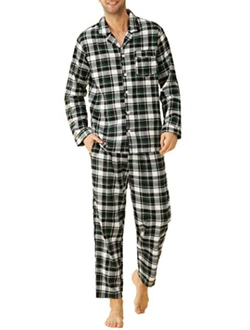 Buy Latuza Men’s Cotton Flannel Pajama Set Plaid Sleepwear online ...