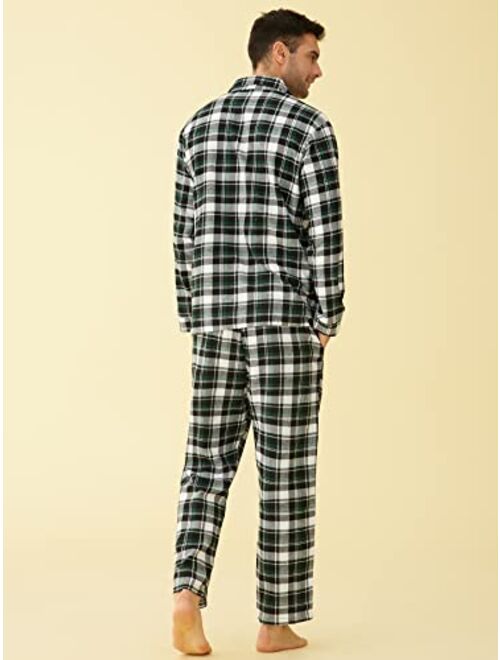 Latuza Men’s Cotton Flannel Pajama Set Plaid Sleepwear