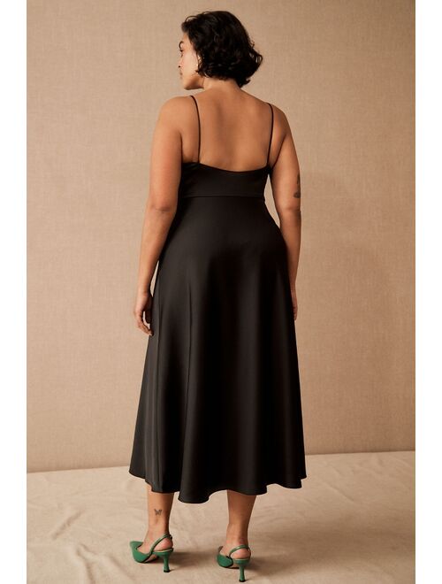 BHLDN Leti Midi Dress With Slim Silhouette And Spaghetti Straps Perfect For Cocktail Party