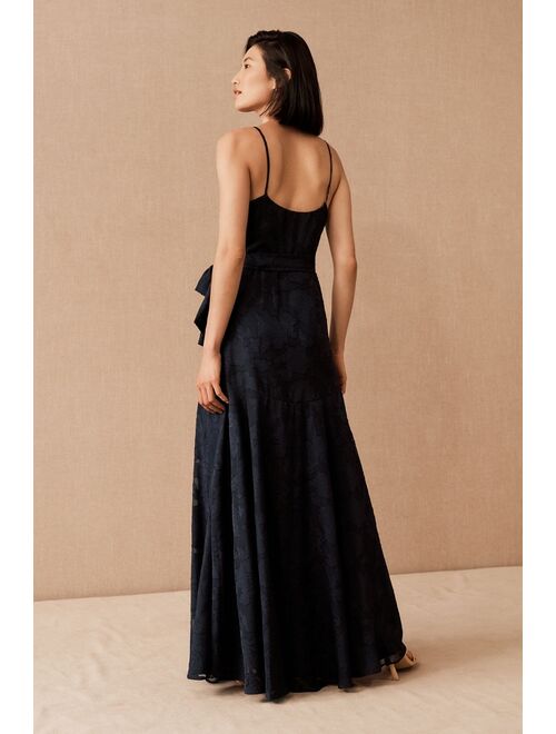 BHLDN Reid Breezy Wrap Silhouette Maxi Dress With Abstract Pattern And Tie Closure