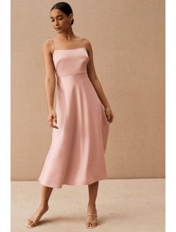Leti Midi Dress with Slim Silhouette And Spaghetti Straps Perfect For Cocktail Party