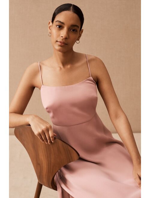 BHLDN Leti Midi Dress with Slim Silhouette And Spaghetti Straps Perfect For Cocktail Party