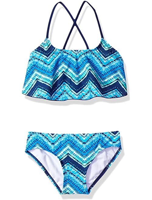 Kanu Surf Girls Kirsten Chevron Flounce Bikini Beach Sport 2-Piece Swimsuit Two Piece Swimsuit