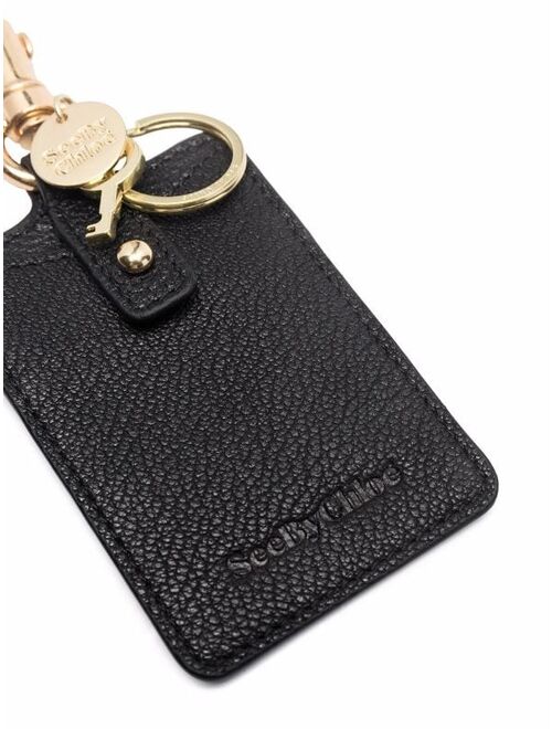 See by Chloé embossed-logo leather keychain