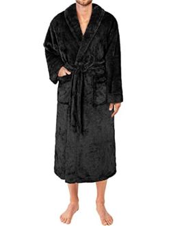 PAVILIA Mens Fleece Sherpa Robe | Soft Warm Shaggy Bathrobe for Men, Plush Spa Robe