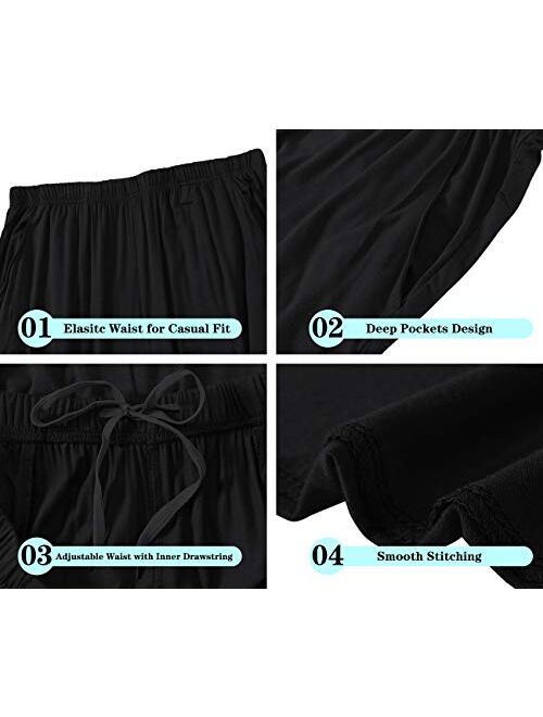 Jinshi JINSH Men's Pajama Pants Pockets Modal PJ Pajama Bottoms Sleepwear Homewear Lounge Pants