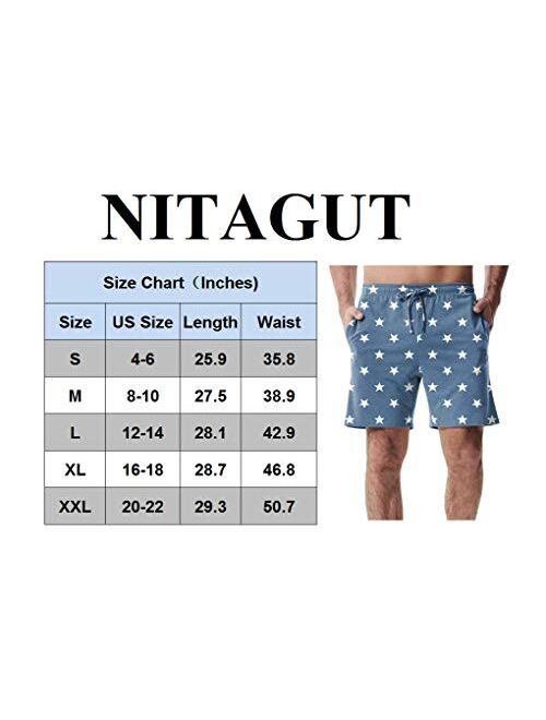 NITAGUT Men's Soft Pajama Shorts Comfortable Lounge Sleep Shorts with Pockets Drawstring Sleep pj Shorts for Men