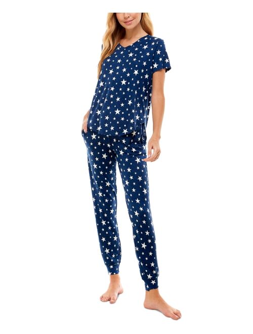 Roudelain V-Neck T-Shirt & Jogger Pants Pajama Set