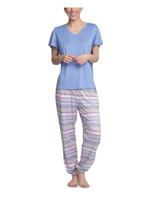 Hanes Flounce-Sleeve Top & Jogger Pants Pajama Set