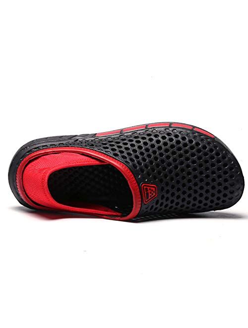 PHILDA Men's Lightweight Breathable Slippers Quick-Drying Water Shoes Non-Slip Round Head Garden Clogs Sandals for Summer