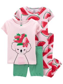 Baby Girls Koala Snug Fit Pajama, 4 Piece Set