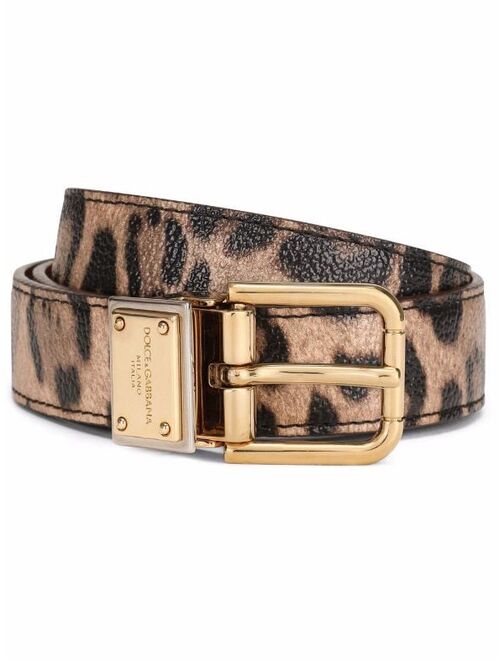Dolce & Gabbana leopard-print logo plaque belt