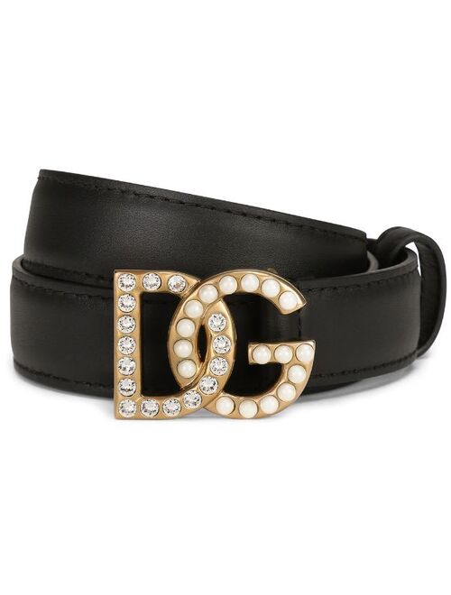 Dolce & Gabbana logo-plaque studded belt