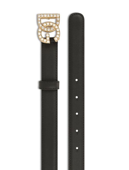 Dolce & Gabbana logo-plaque studded belt