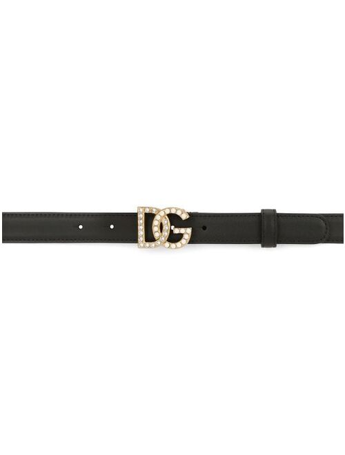 Dolce & Gabbana logo-plaque studded belt
