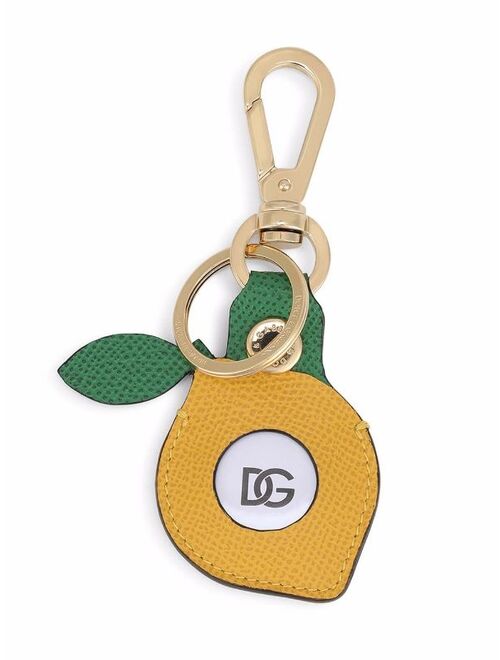 Dolce & Gabbana lemon logo-plaque leather keyring
