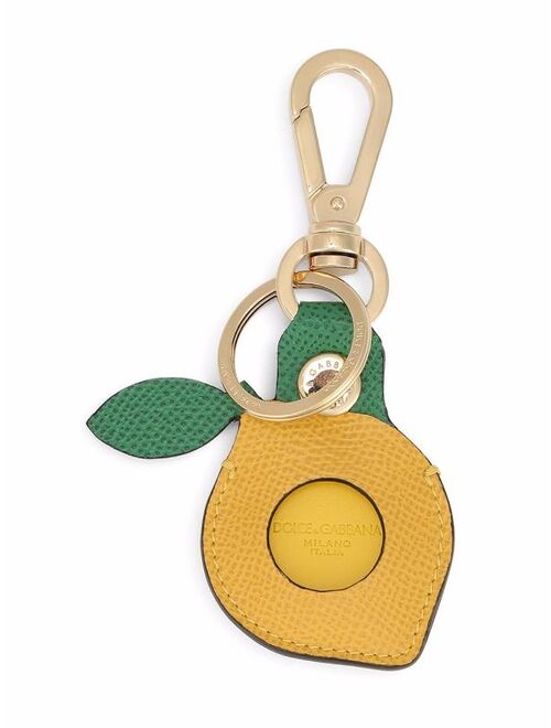 Dolce & Gabbana lemon logo-plaque leather keyring