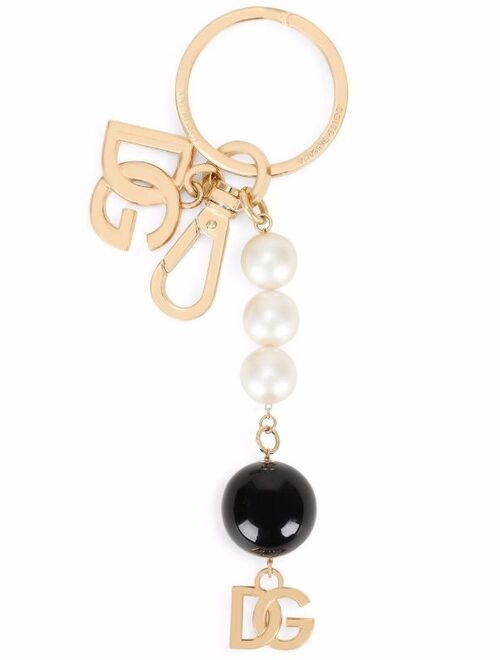 Dolce & Gabbana bead-chain logo charm keyring