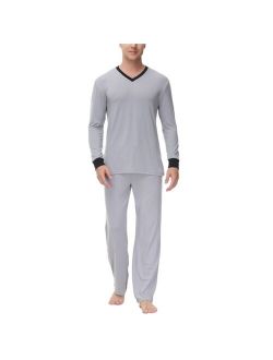 INK+IVY Men's Heat retaining Two Piece V-Neck & Lounge Pants Pajama Set